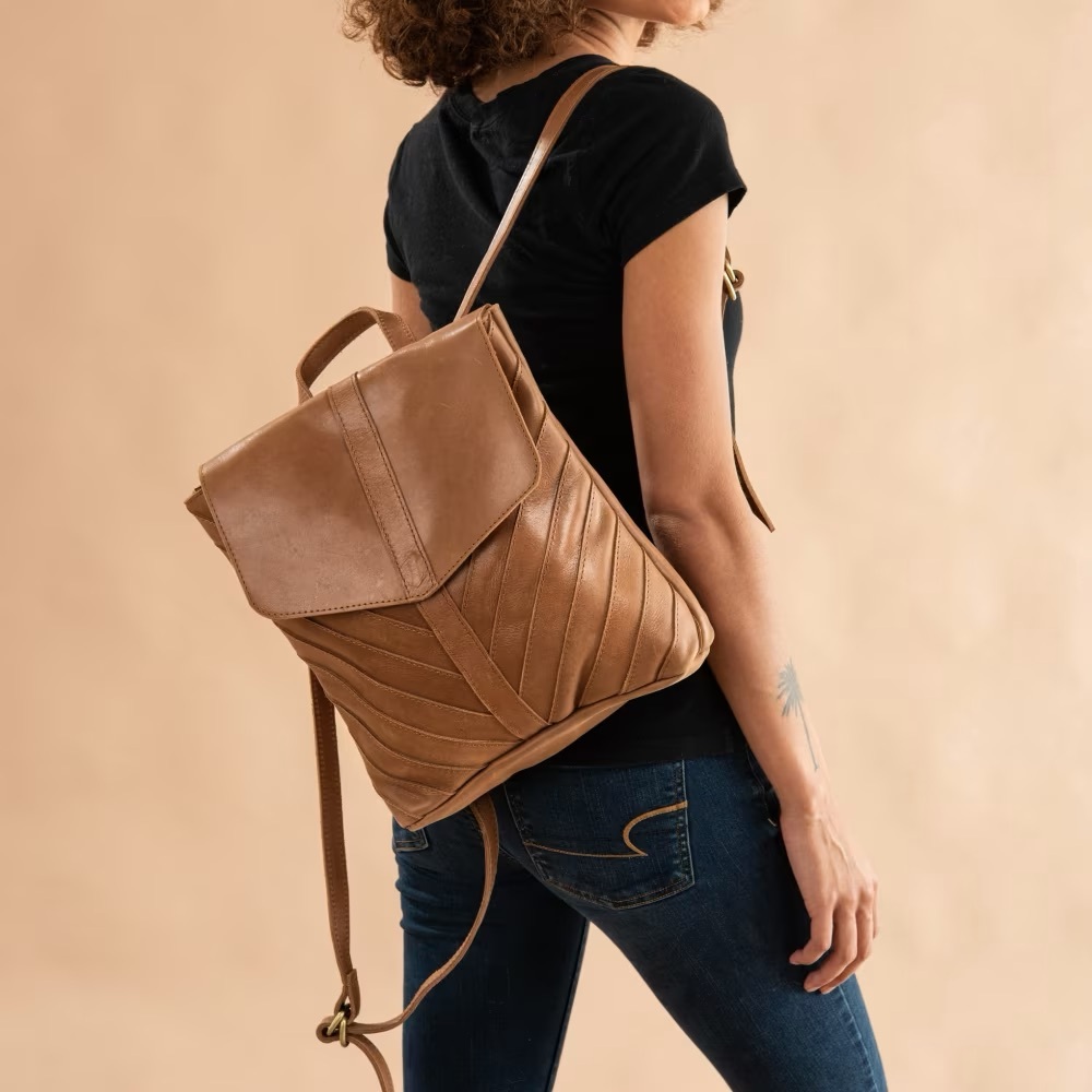Tan Leather Backpack